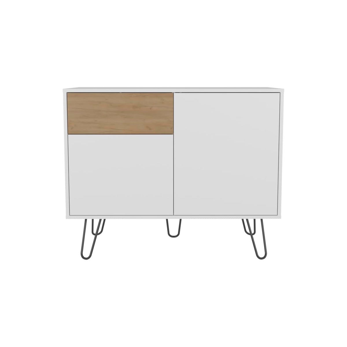 White Console Table with Two Cabinets, One Drawer and Four Shelves H16078