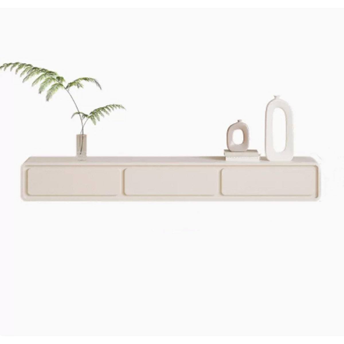 Cream White Floating TV Stand with Drawers S958