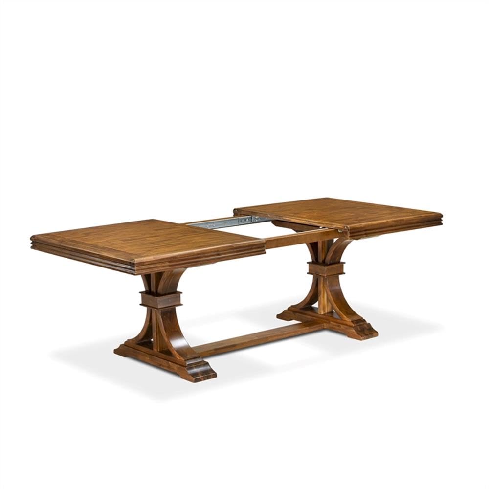 9-Piece Acacia Wood Dining Set with Navy Blue Faux Leather Chairs S86027