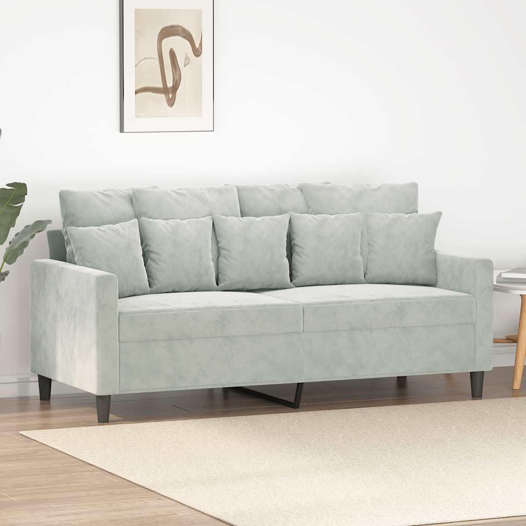 Light Gray Velvet 2-Seater Sofa P570