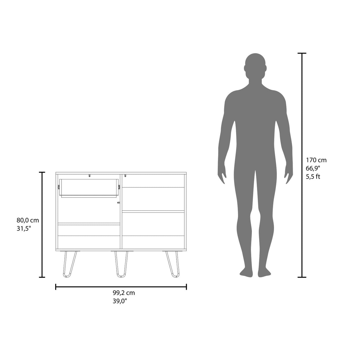 White Console Table with Two Cabinets, One Drawer and Four Shelves H16078