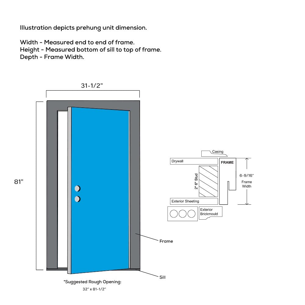 Steel Left Hand Outswing Prehung Door 30"x80" D965