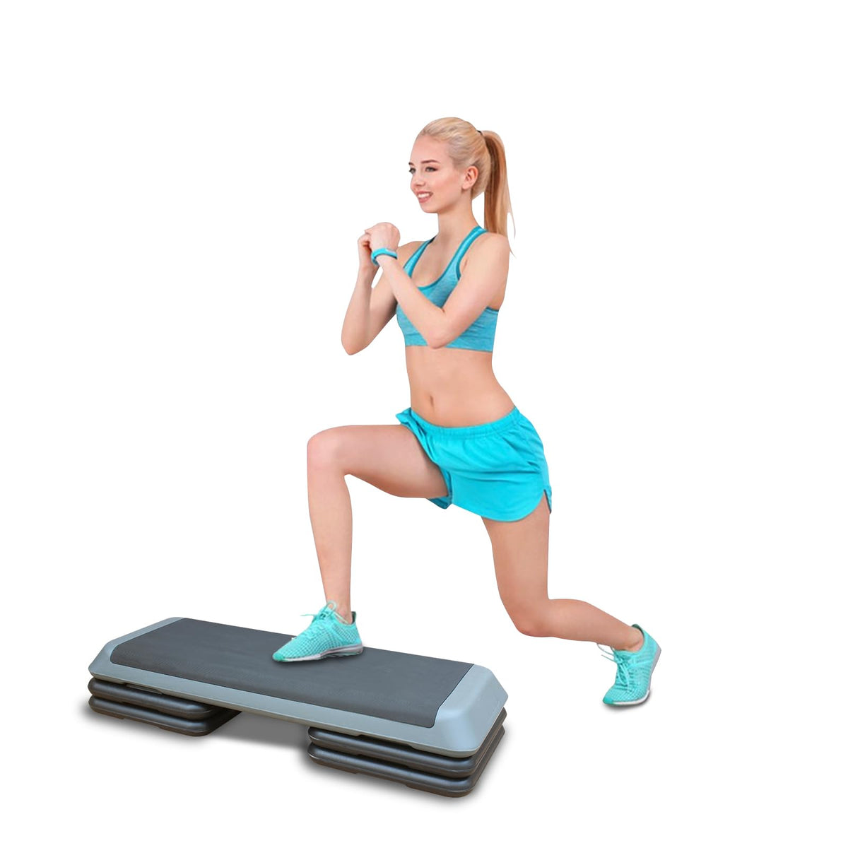 Adjustable Height Aerobic Step Platform with 4 Risers F3076