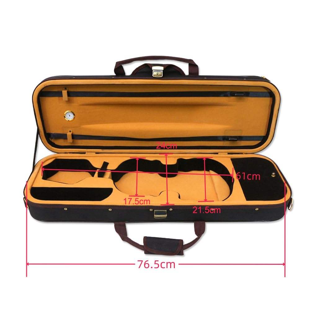 Oblong 4/4 Full Size Wooden Hard Shell Violin Case with Nylon Raincoat D956026