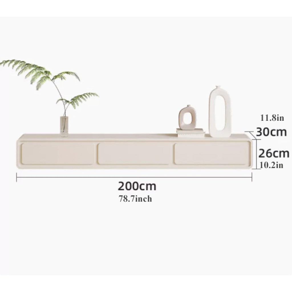 Cream White Floating TV Stand with Drawers S958