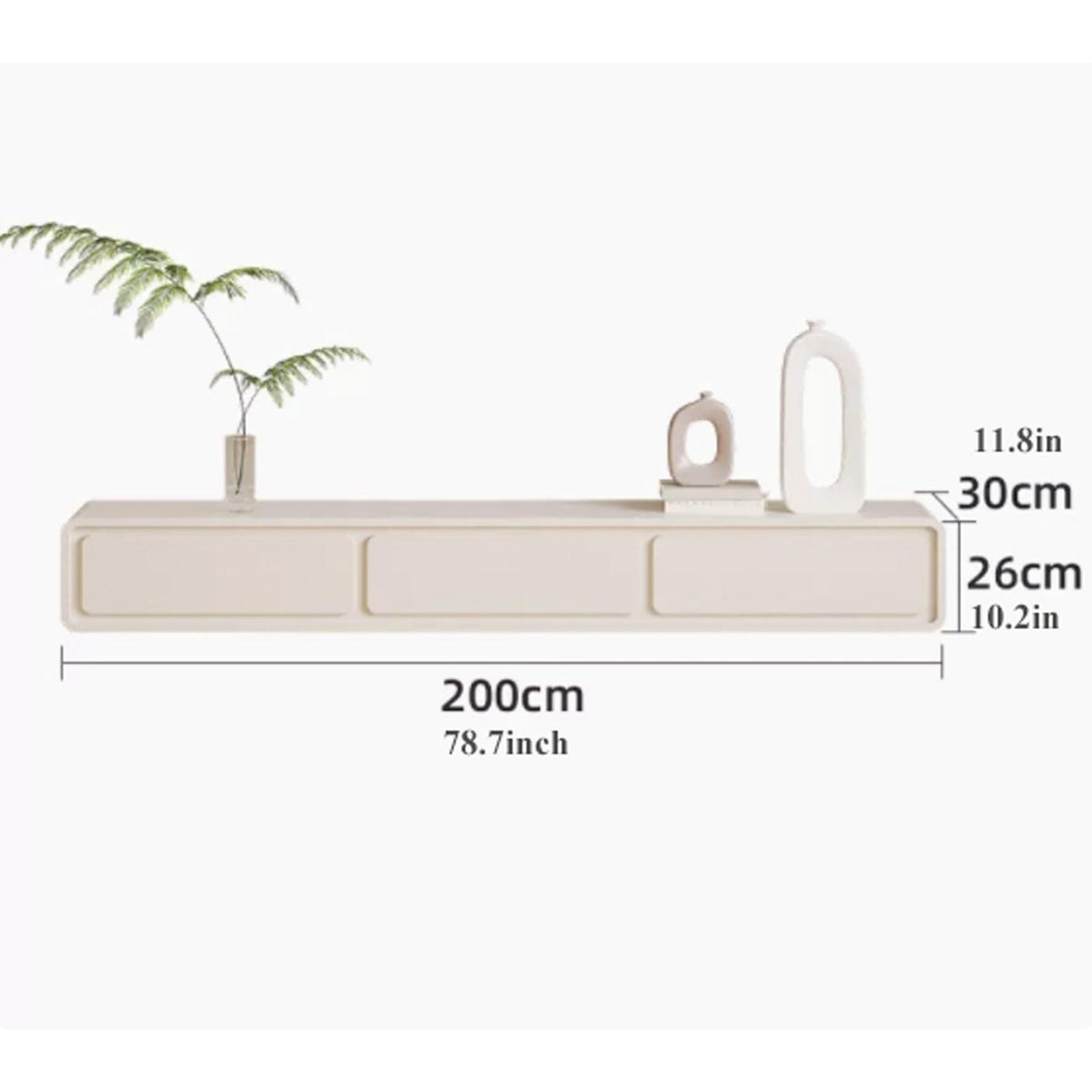 Cream White Floating TV Stand with Drawers S958