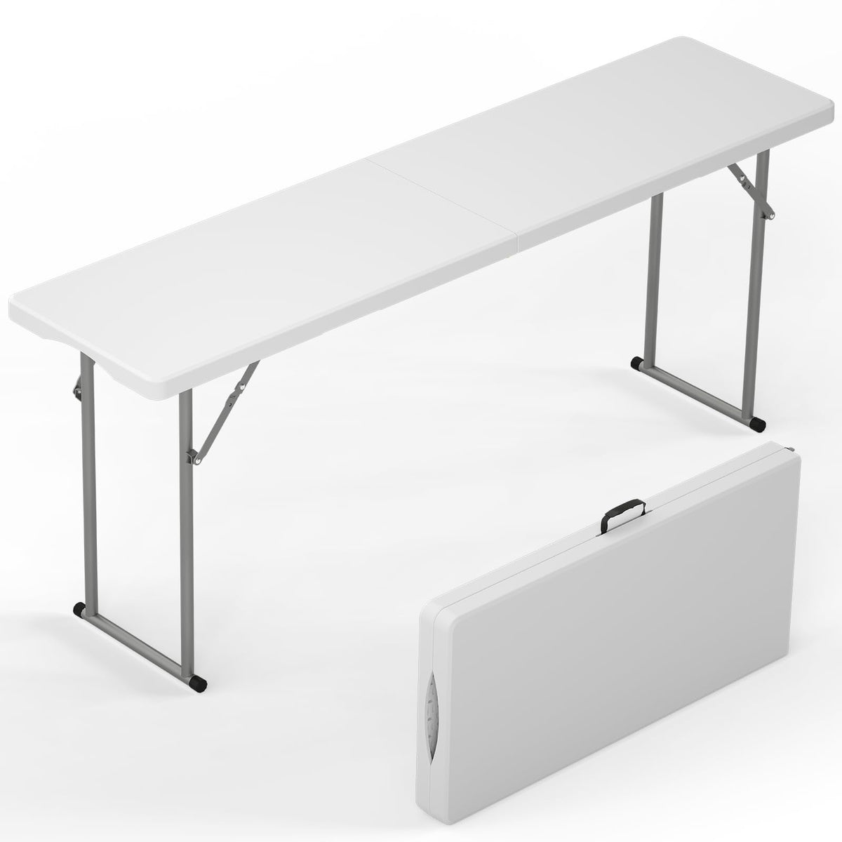 6 ft Narrow Folding Table with Handle & Safety Locks V225853