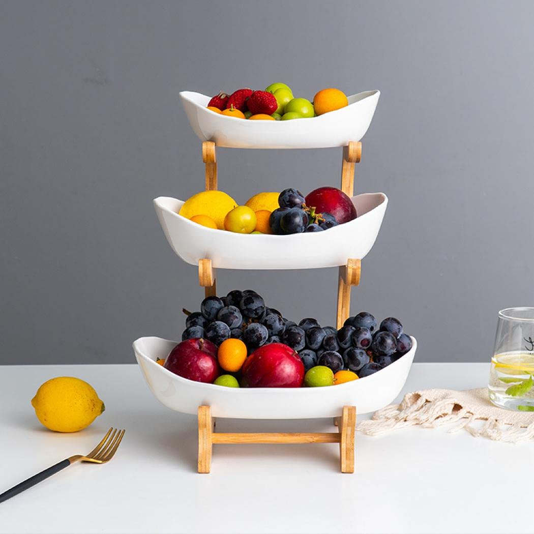3 Tier Ceramic Fruit Basket Stand H110