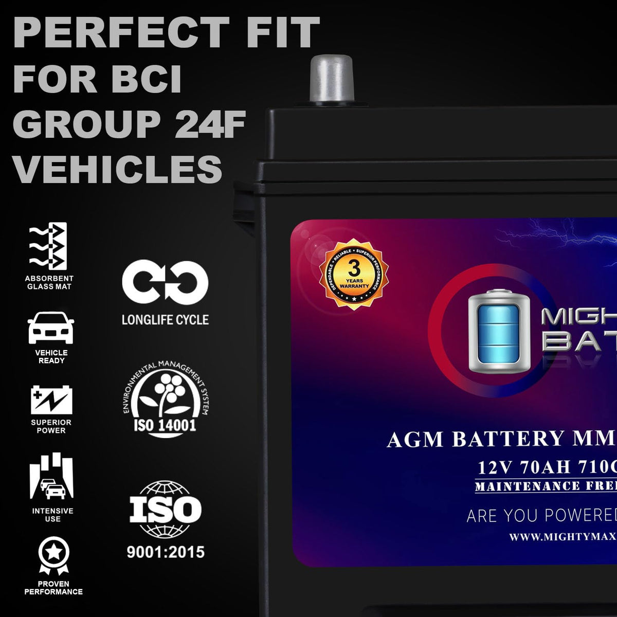 12V 70Ah AGM Replacement Battery S2177
