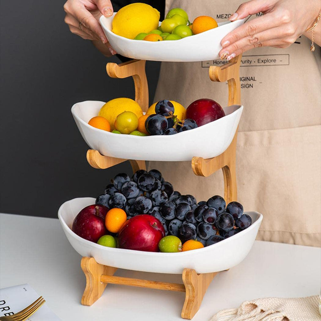 3 Tier Ceramic Fruit Basket Stand H110