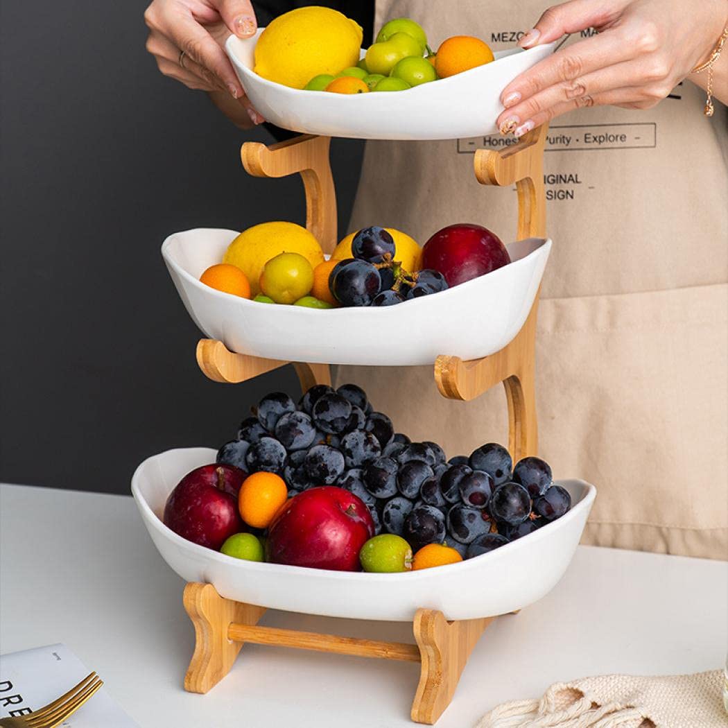 3 Tier Ceramic Fruit Basket Stand H110