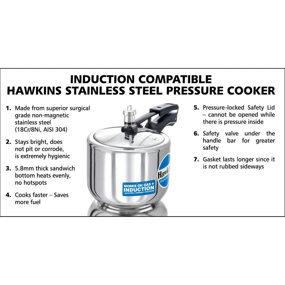 Stainless Steel Pressure Cooker, 3 Litres V95105