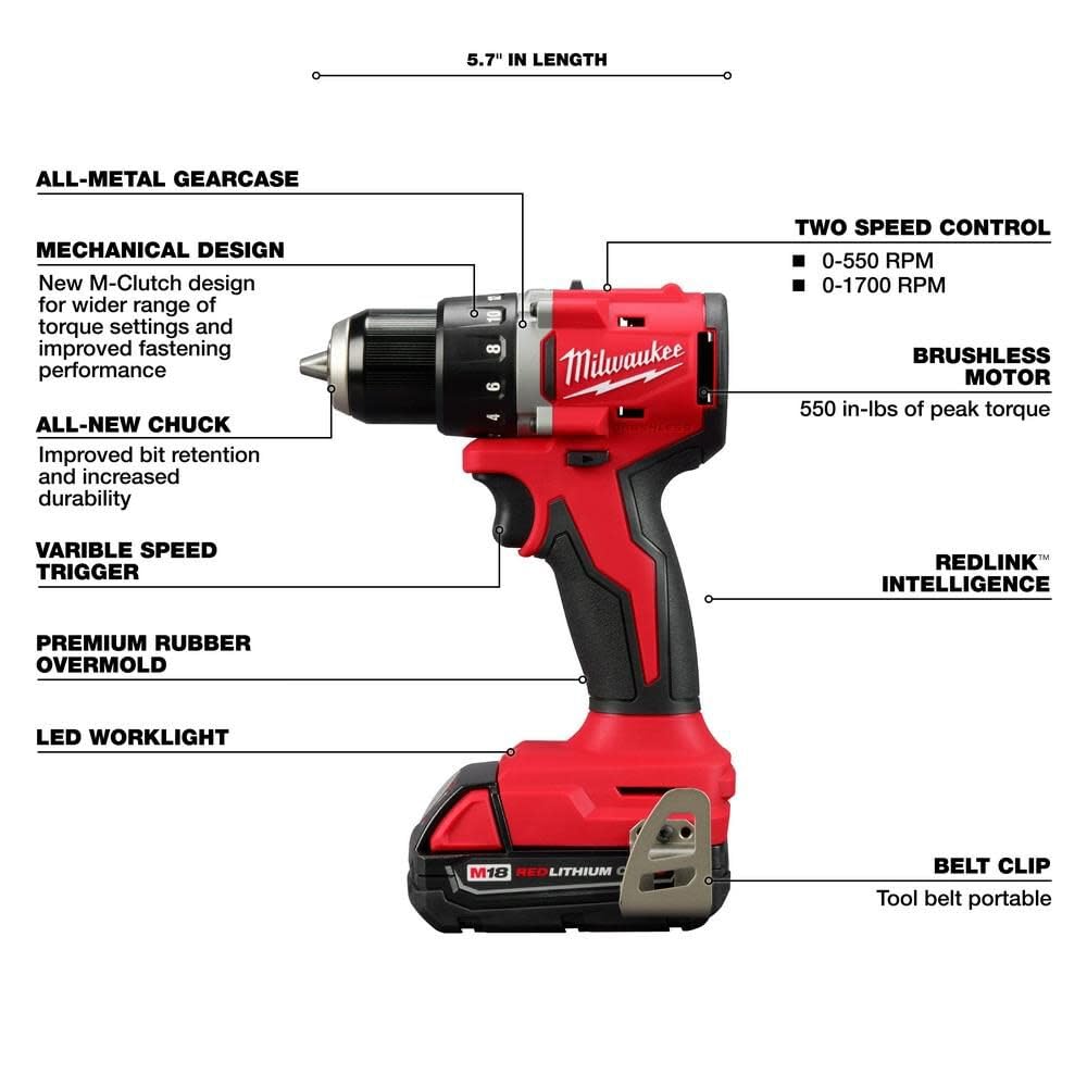 M18 Compact Brushless 1/2 Inch Drill/Driver Kit D86530