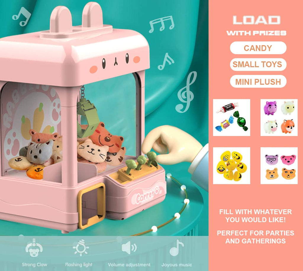 Large Claw Machine with Prizes, Adjustable Sound & Light, Mini Vending Machine, Electronic Arcade Crane Game, Candy Dispenser Toy T5475