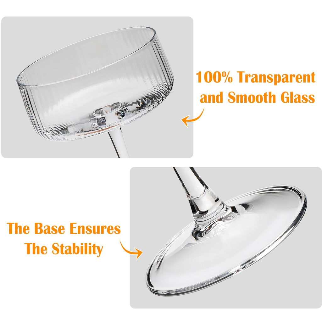 10 oz Ribbed Coupe Glasses Set of 6 X94582