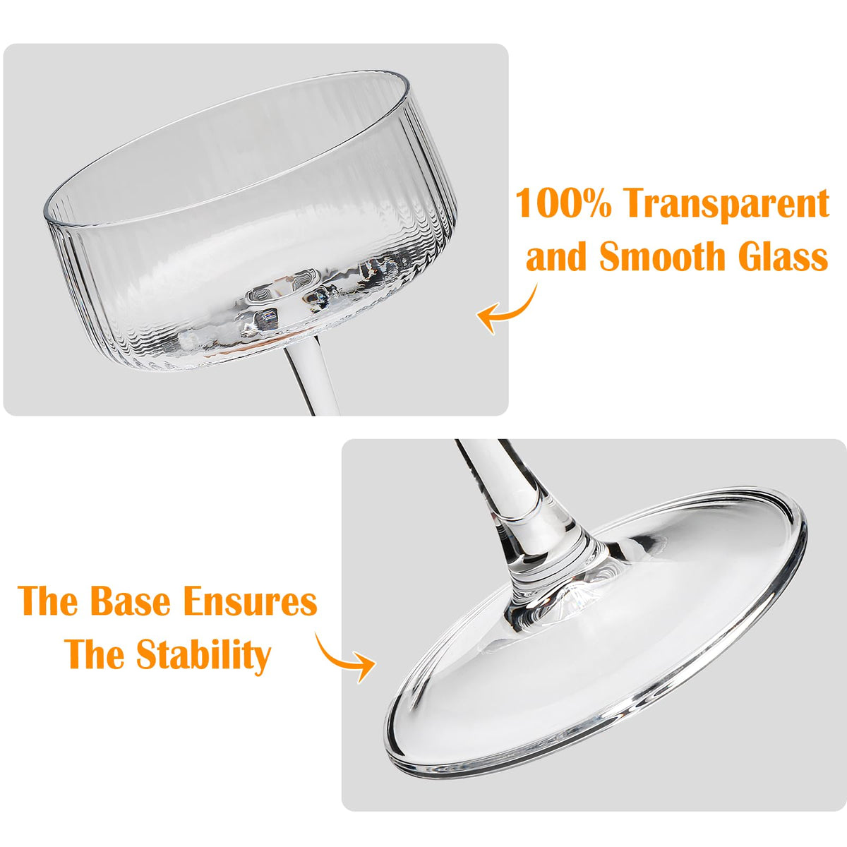 10 oz Ribbed Coupe Glasses Set of 6 X94582