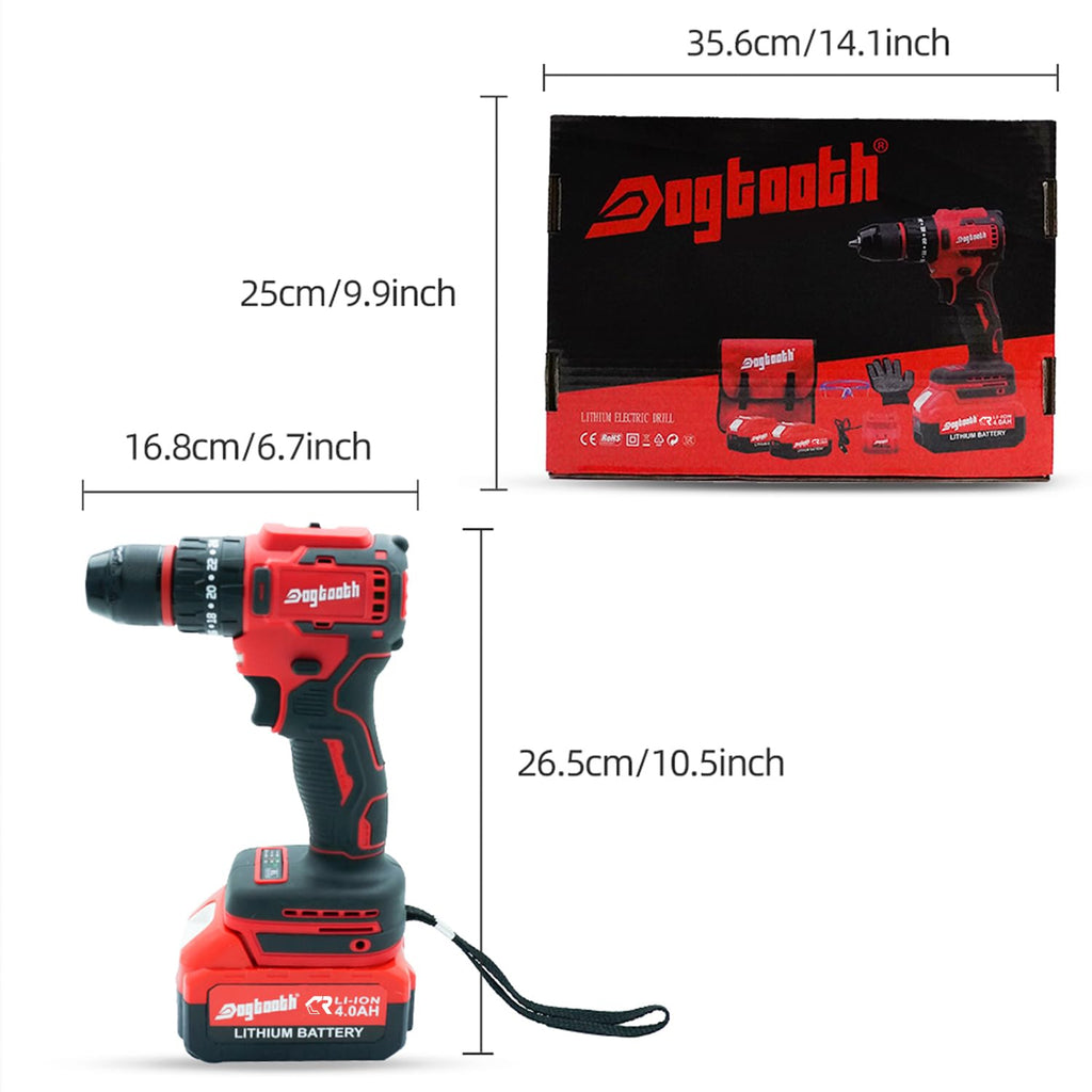21V Cordless Drill Driver Electric Screwdriver Set with 2 Batteries and Charger J14116
