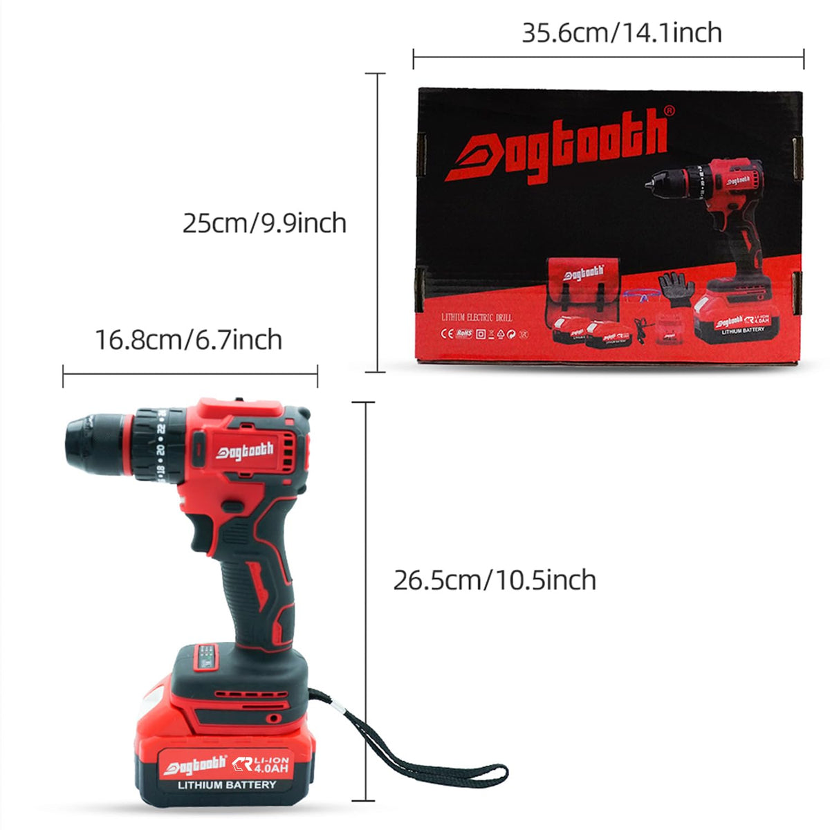 21V Cordless Drill Driver Electric Screwdriver Set with 2 Batteries and Charger J14116