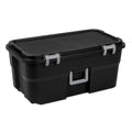 22 Gallon Black Wheeled Plastic Storage Trunk with Lids I894092