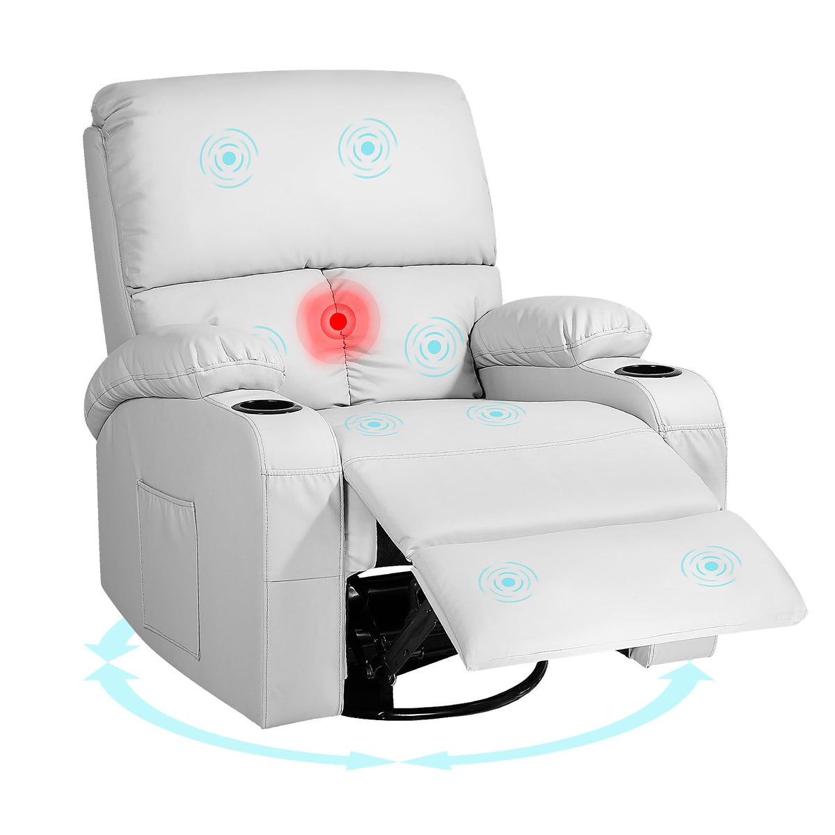 Grey Massage Rocking Recliner Chair with Heat and USB W884