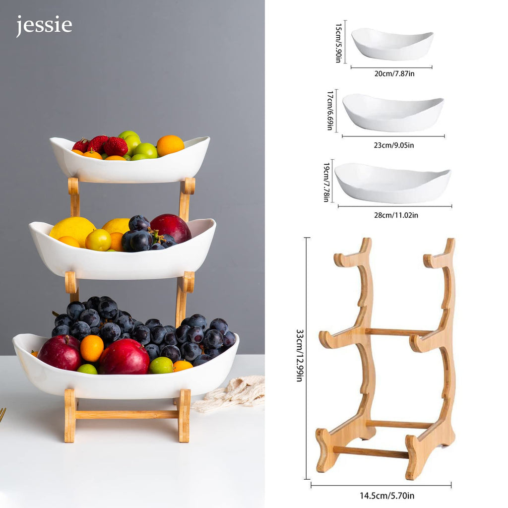 3 Tier Ceramic Fruit Basket Stand H110
