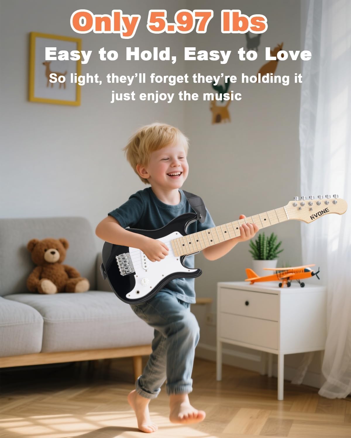 30 Inch Kids Electric Guitar Kit with 5W Amp Black C5660