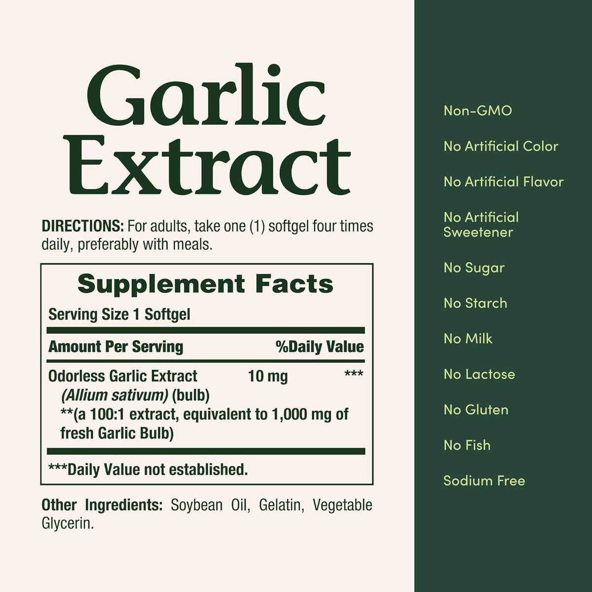 Garlic Extract Supplement, 1000mg, 100 Count W217