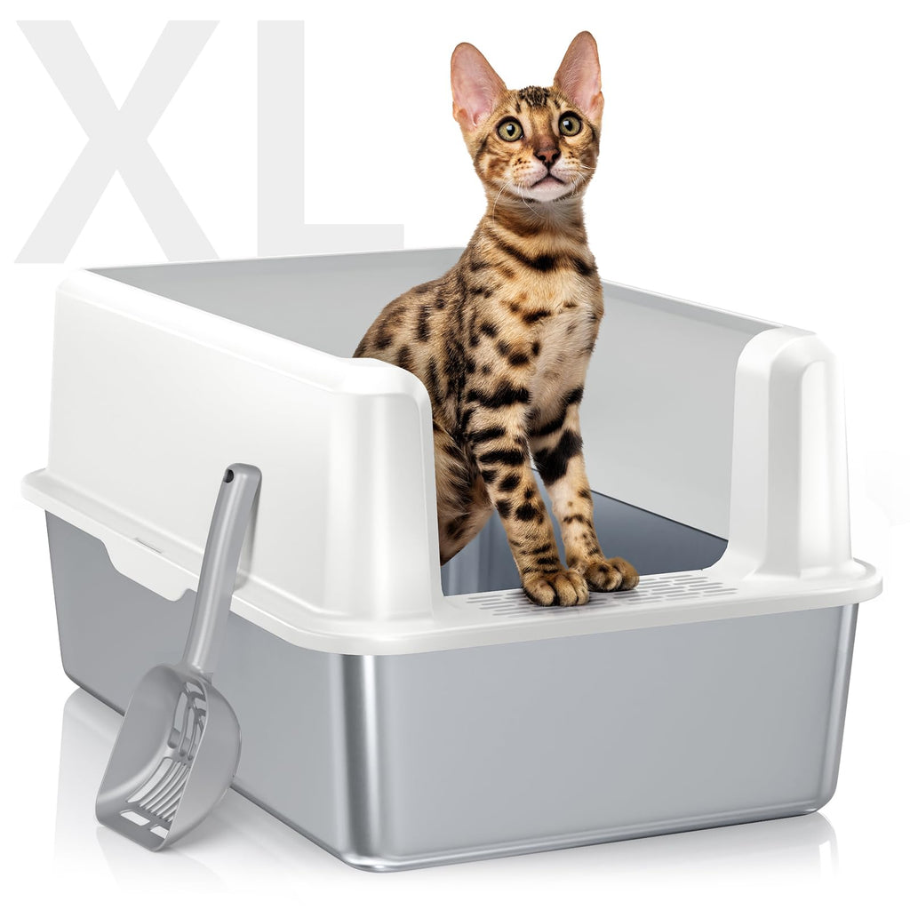 Stainless Steel XL Cat Litter Box with Scoop D7825