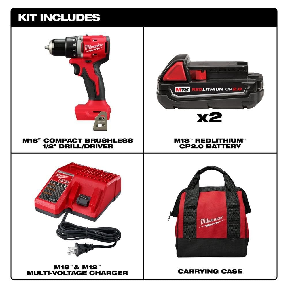 M18 Compact Brushless 1/2 Inch Drill/Driver Kit D86530