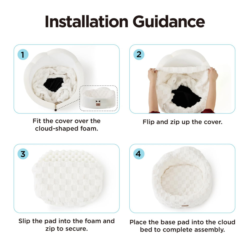 Washable Dog Bed with Orthopedic Foam White Q377