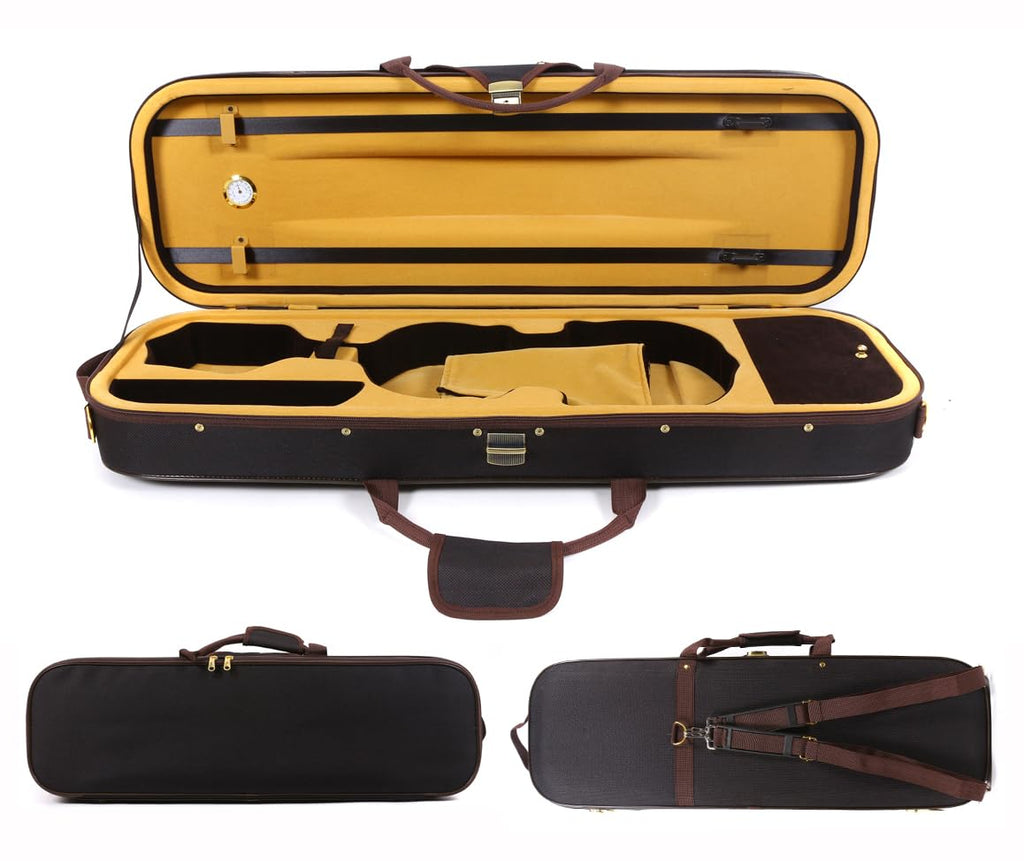 Oblong 4/4 Full Size Wooden Hard Shell Violin Case with Nylon Raincoat D956026