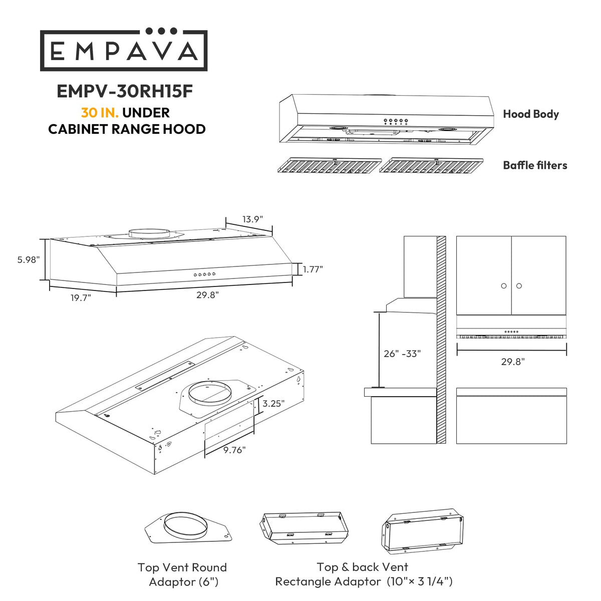 Ductless Under Cabinet Range Hood 30 Inch R86989