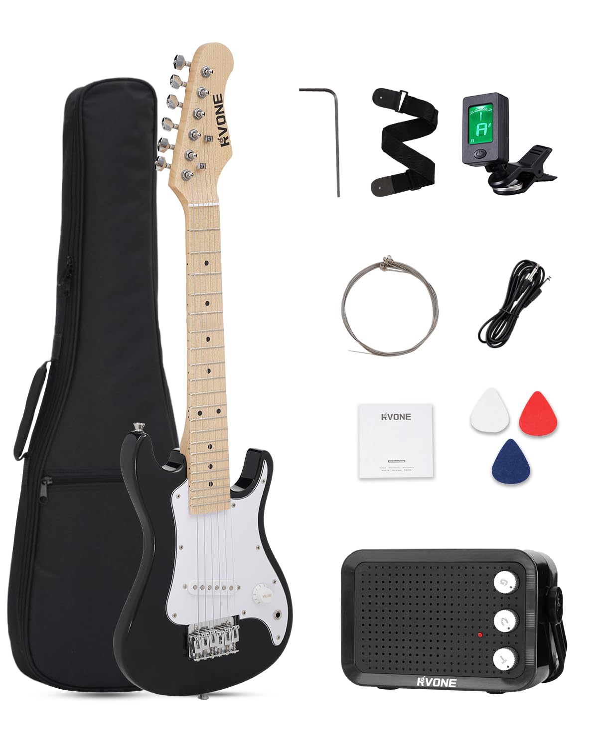 30 Inch Kids Electric Guitar Kit with 5W Amp Black C5660