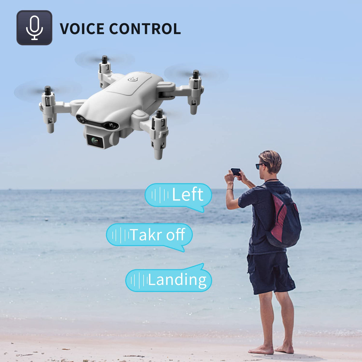 Mini Drone with 1080P HD Camera, 3 Batteries, Gray Z899476