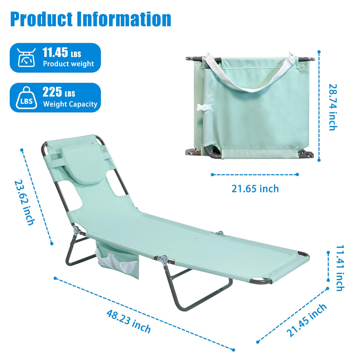 Portable Folding Beach Chair with Face Hole V45671