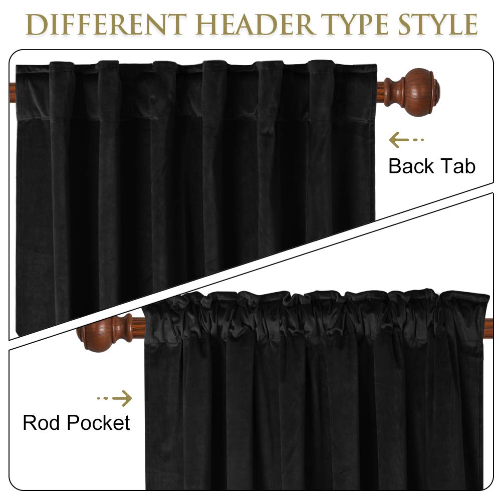 Black Velvet Blackout Curtains 2 Panels K8362
