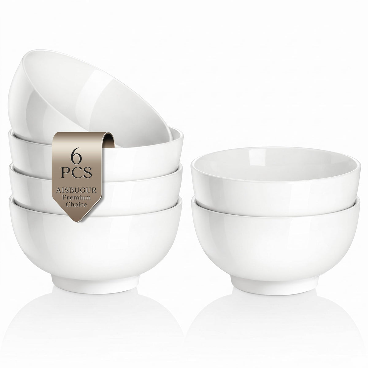 Porcelain Soup Bowls Set of 6, 26 oz White Ceramic Bowls I726