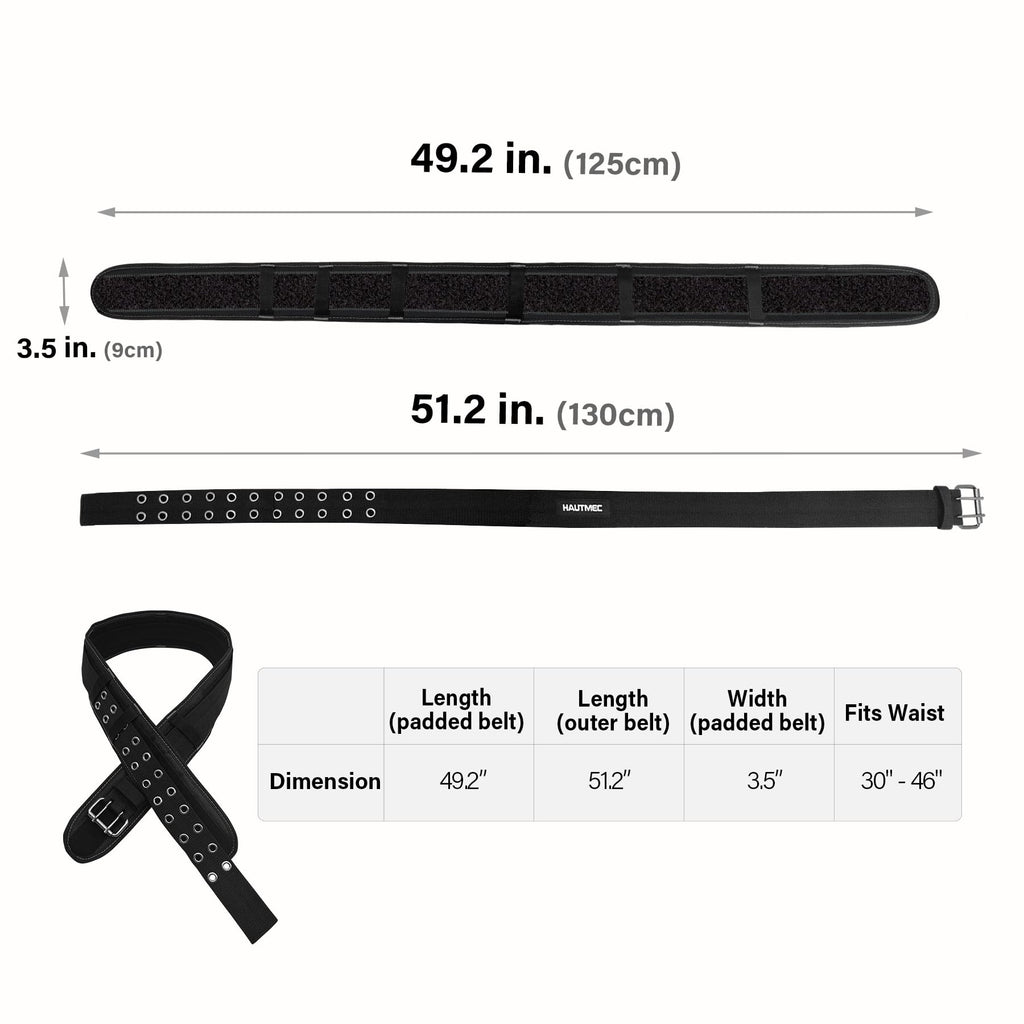 Heavy-Duty Padded Tool Belt, 3.5" Wide Adjustable Work Belt L385