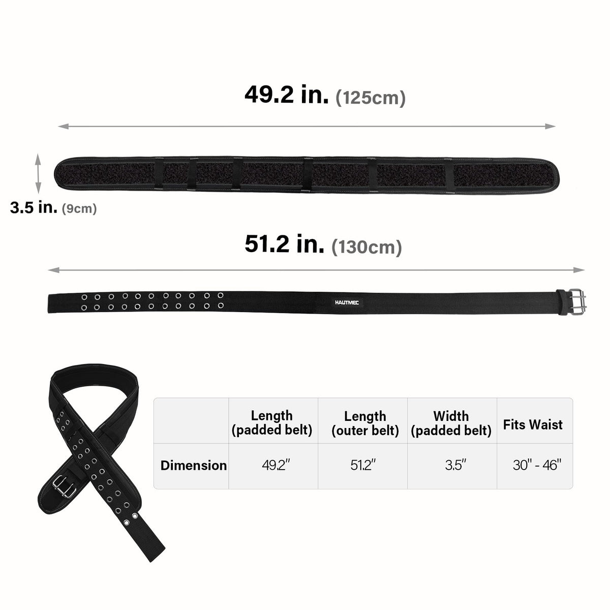 Heavy-Duty Padded Tool Belt, 3.5" Wide Adjustable Work Belt L385