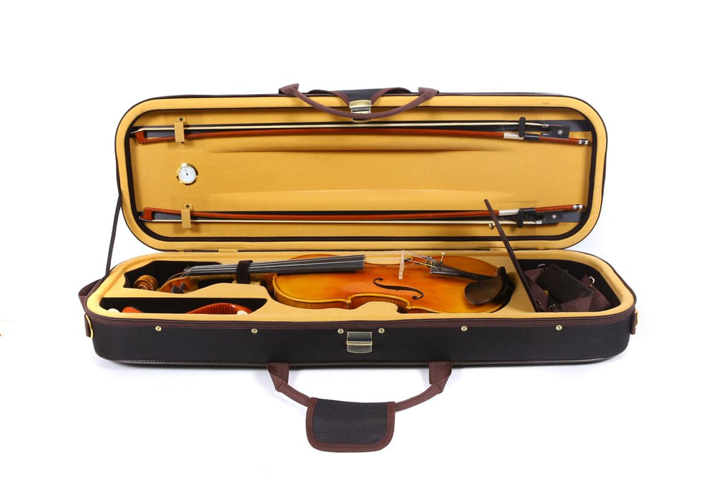Oblong 4/4 Full Size Wooden Hard Shell Violin Case with Nylon Raincoat D956026