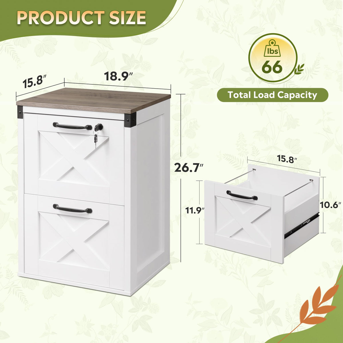 2-Drawer File Cabinet with Lock M298323