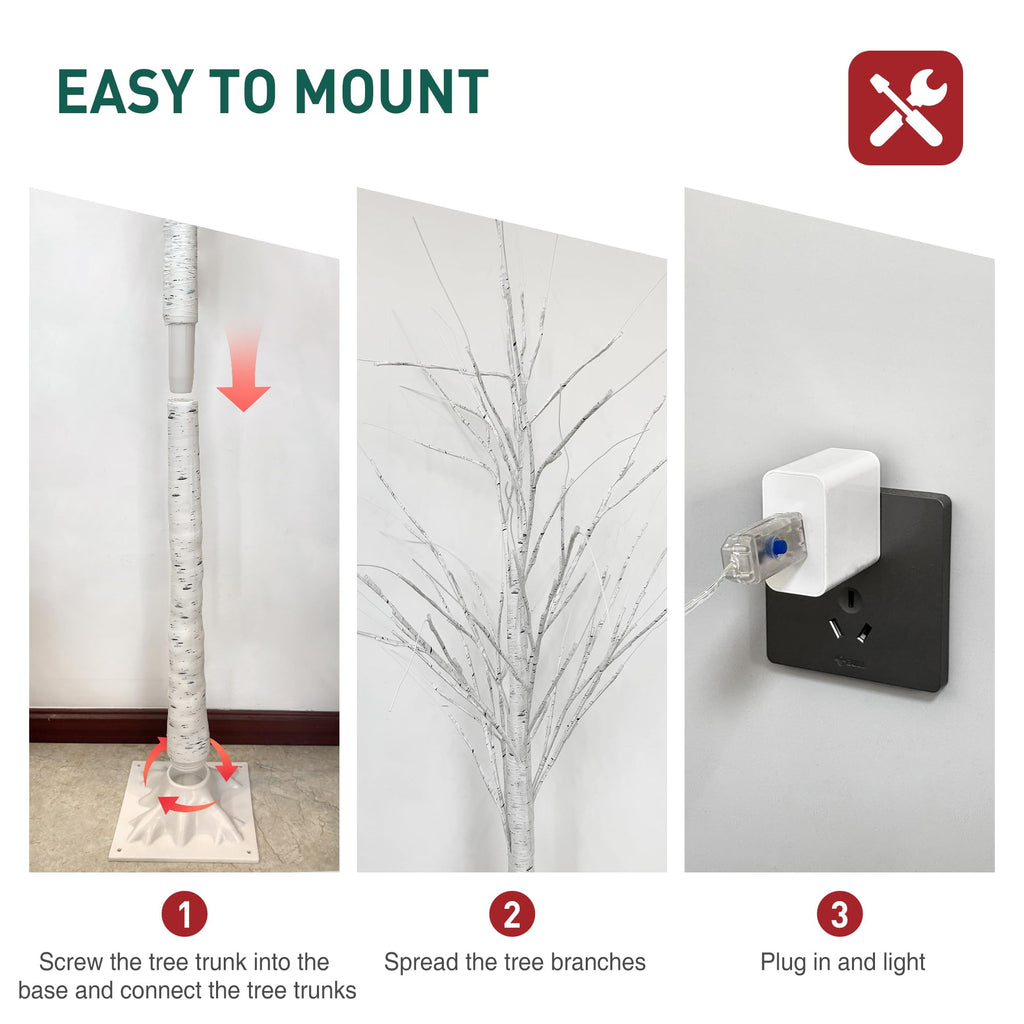 White Birch Tree with Lights, 2PCS U73356