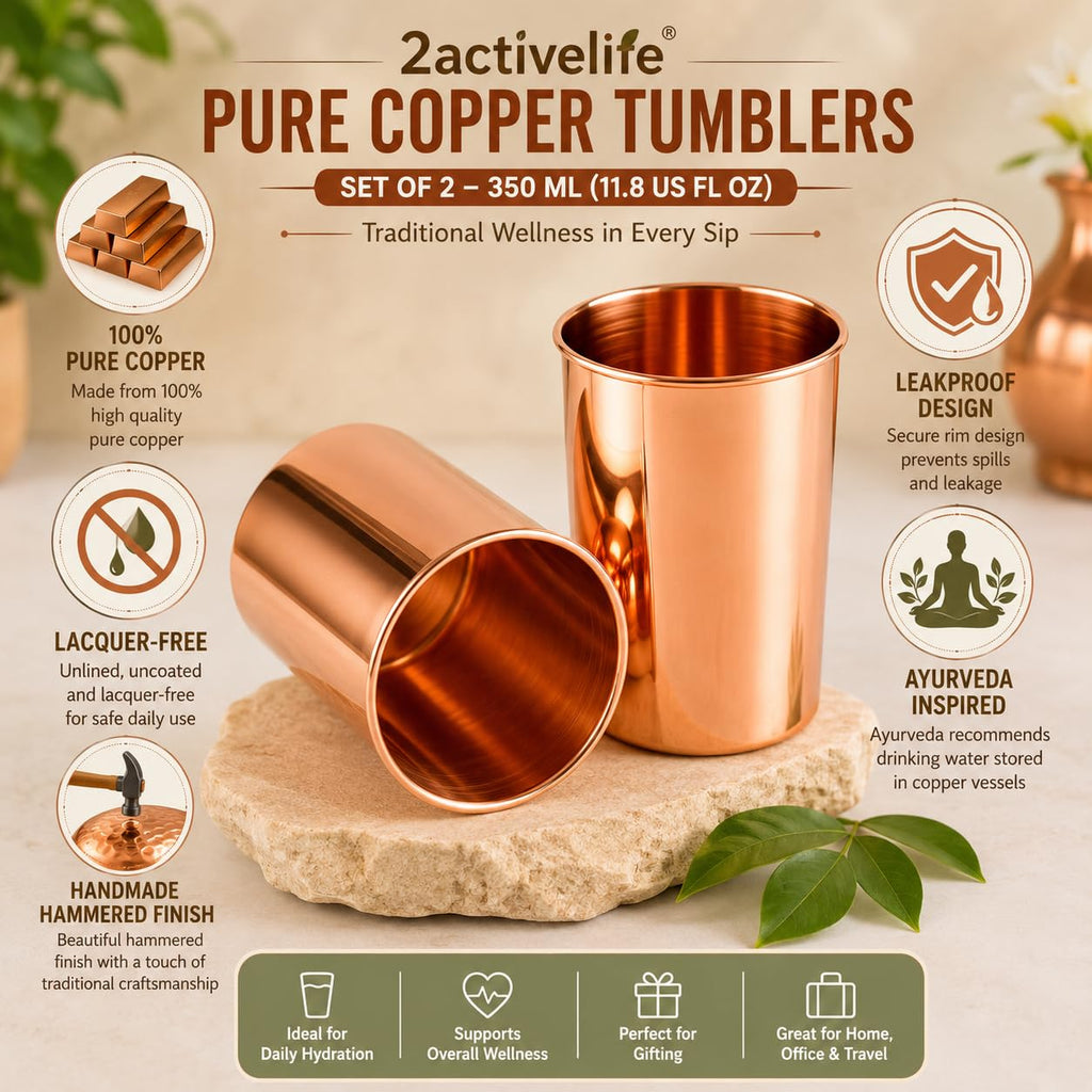 Copper Drinking Cups Set of 2, 350ml Unlined Uncoated A8279