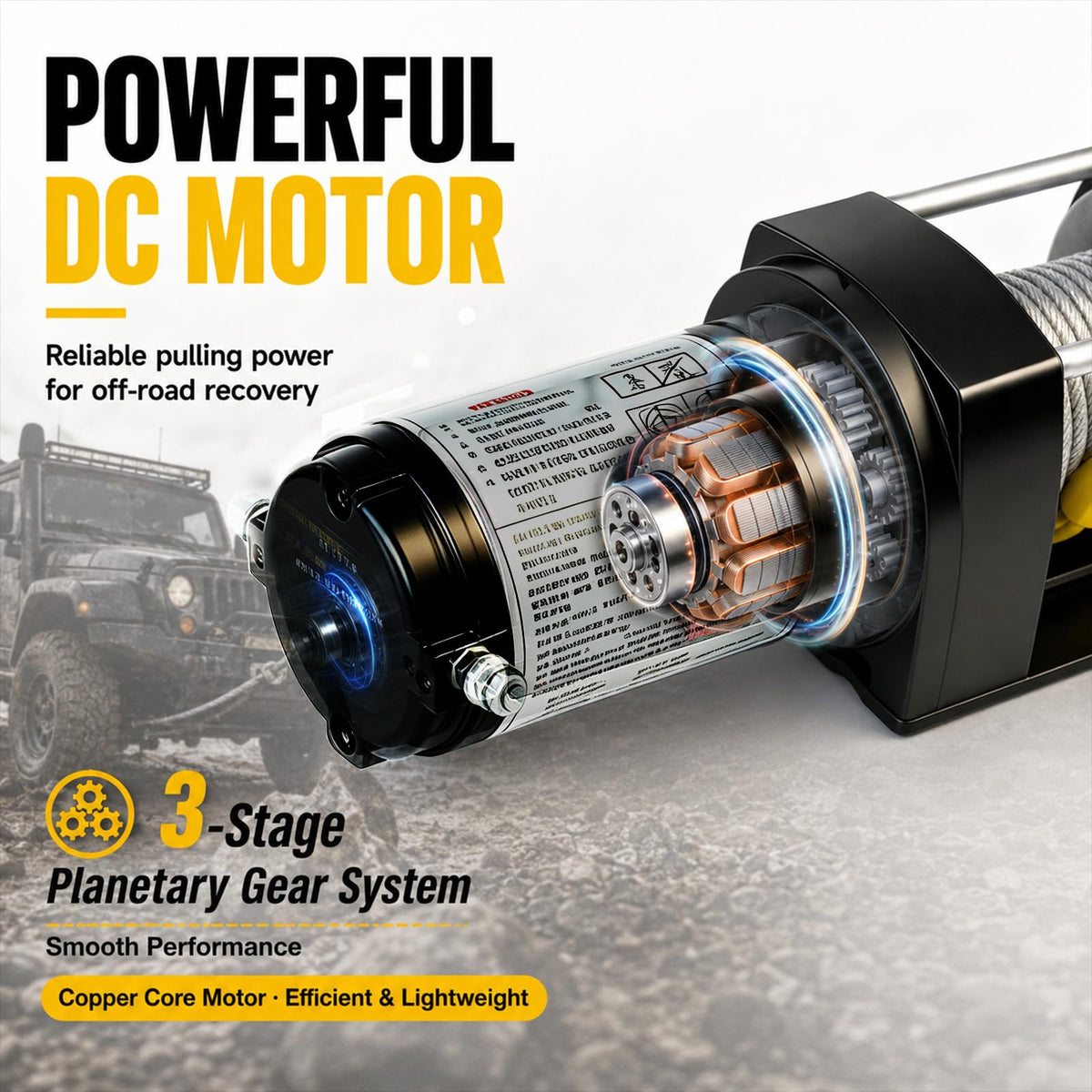 12V DC Electric Winch with Steel Cable O183