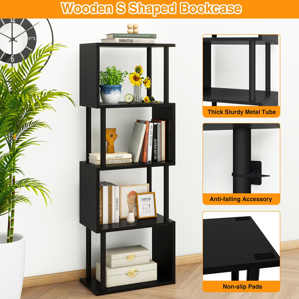 5-Tier Black Bookshelf W16135