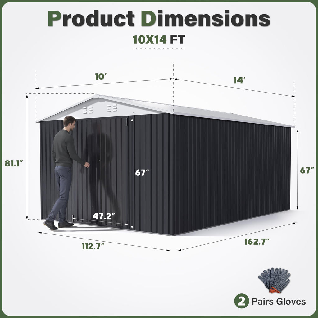 9.3x13.5 FT Outdoor Storage Shed X347