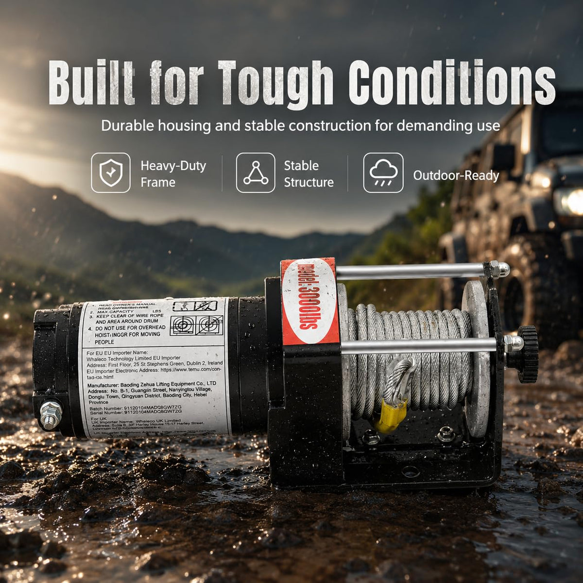 12V DC Electric Winch with Steel Cable O183