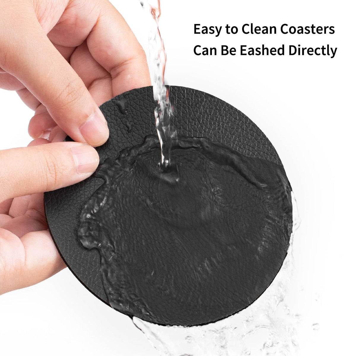 Faux Leather Drink Coasters with Holder, Set of 12 F85358