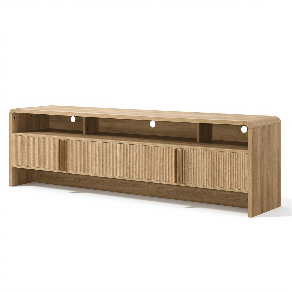 70" Fluted TV Stand with 2 Storage Cabinets F102