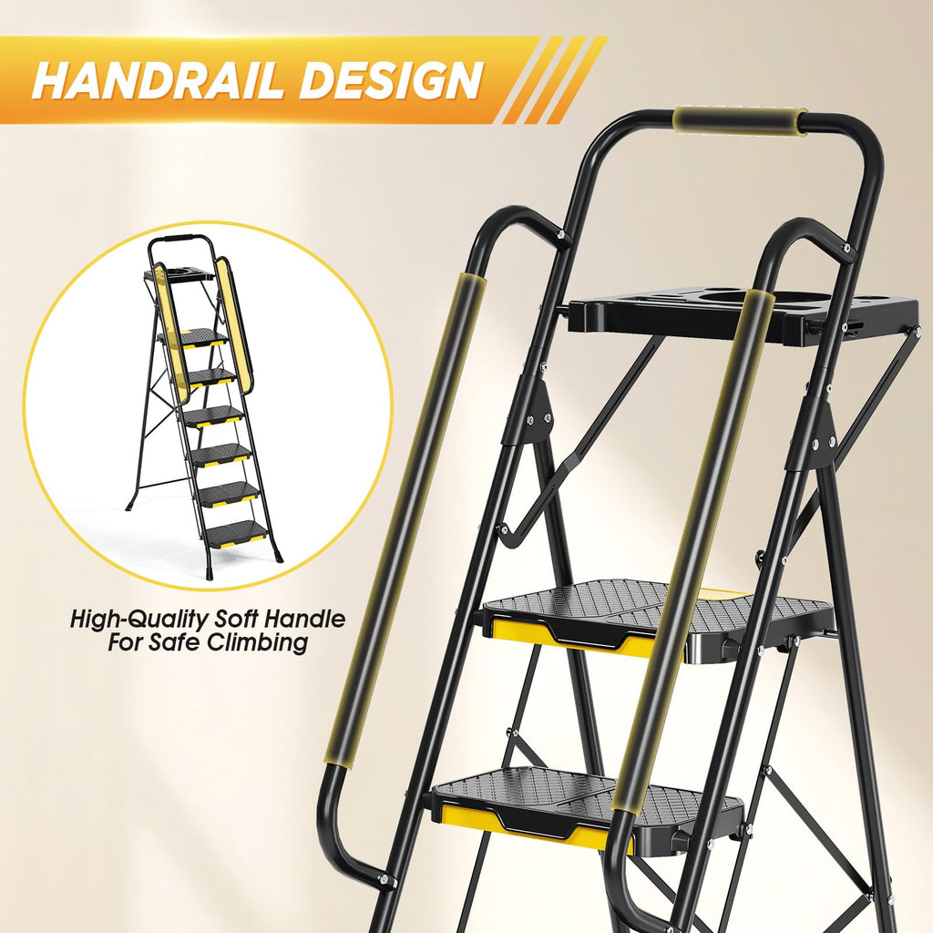 Steel Step Ladder with Handrail U391241